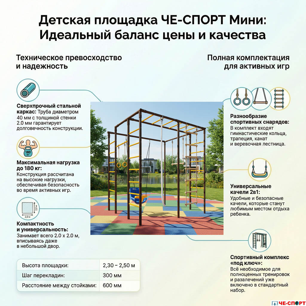 Детская площадка для дачи ЧЕ-СПОРТ Мини (колор, качели 2в1) 1002_2